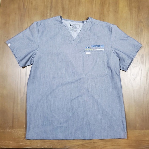 Figs Other - FIGS Scrub Top Mens Large Gray Leon V-Neck Pocket Technical Collection SM1500